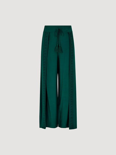 Lace Detail Front Split Wrap Trousers