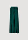 Lace Detail Front Split Wrap Trousers, Green, large