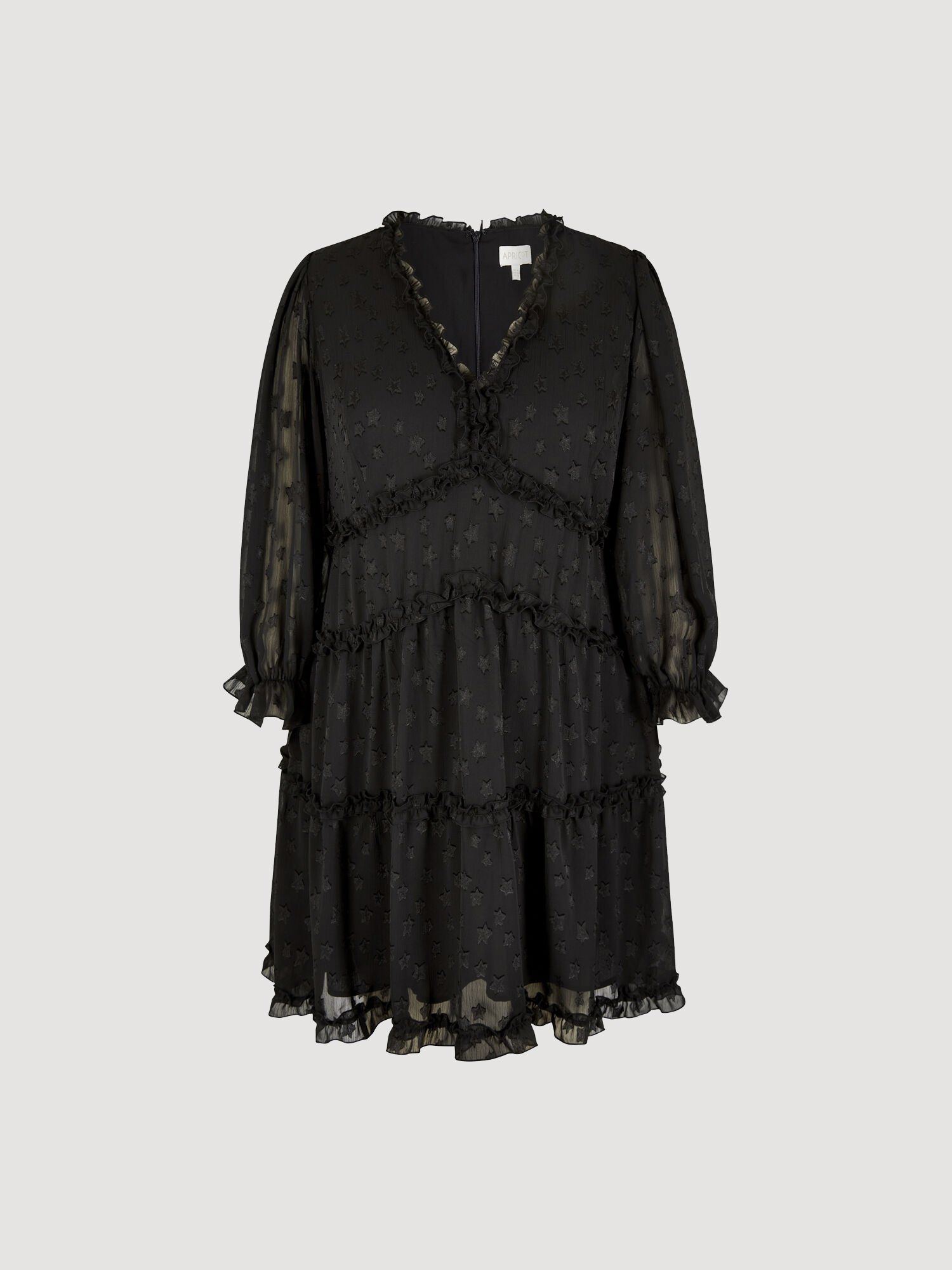 Curve Jacquard Star Chiffon Mini Dress Apricot Clothing