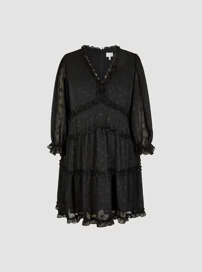 Curve Jacquard Star Chiffon Mini Dress