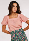 Short Sleeve Milkmaid Top, Pink, large