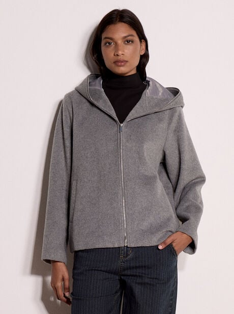 Wool-Look Hooded Jacket