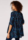Cheetah Print Tiered Top, Navy, large