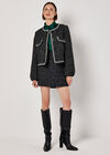 Tweed Cropped Jacket, Black, large