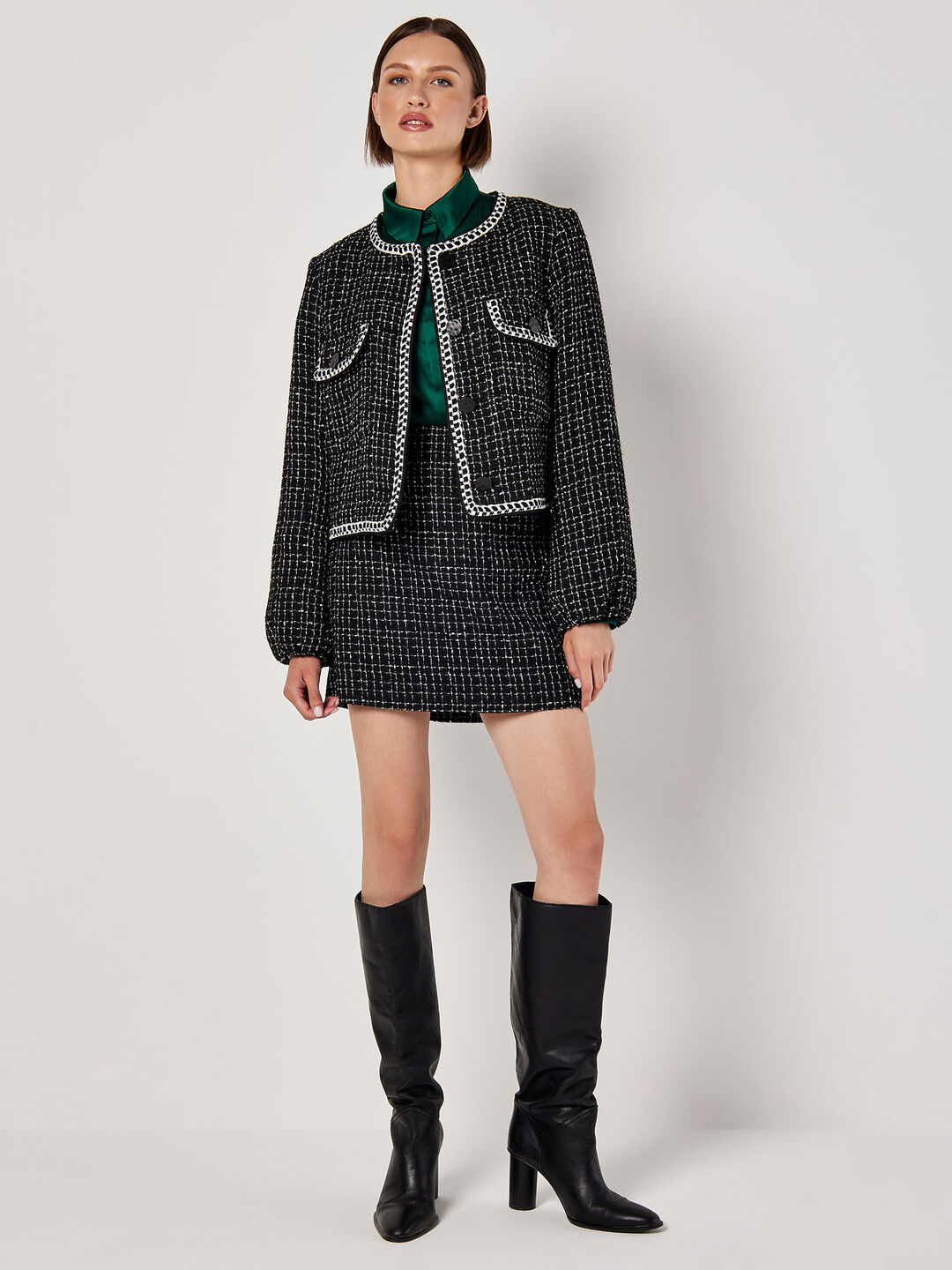 Image of Tweed Cropped Jacket & Skirt Co-ord