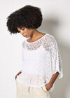 Mesh Popcorn Knit Kaftan Top, White, large