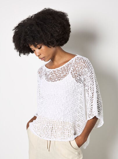 Mesh Popcorn Knit Kaftan Top