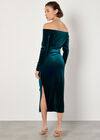 Bardot Velvet Midi Dress, Green, large