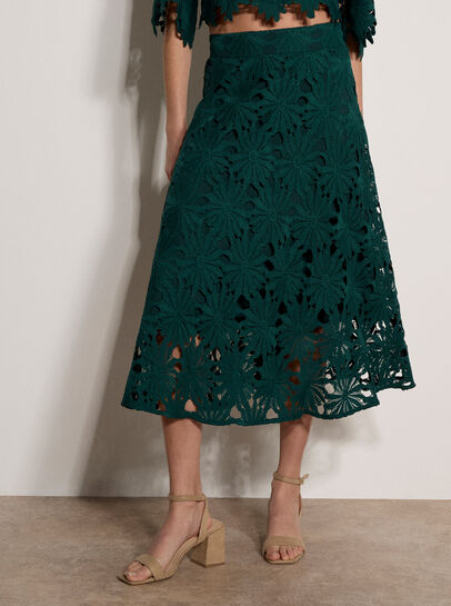 Guipure Lace Daisy Midi Skirt