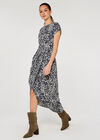 Abstract Print Crepe Wrap Dress, Blue, large