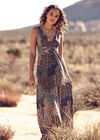 Tribal Feather Maxi Dress, Green, large