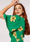 Floral Side Slit Dress, Green, large