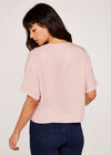 Button Tie Front Top, Pink, large