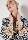 Block Print Oversized Shirt, Navy, large