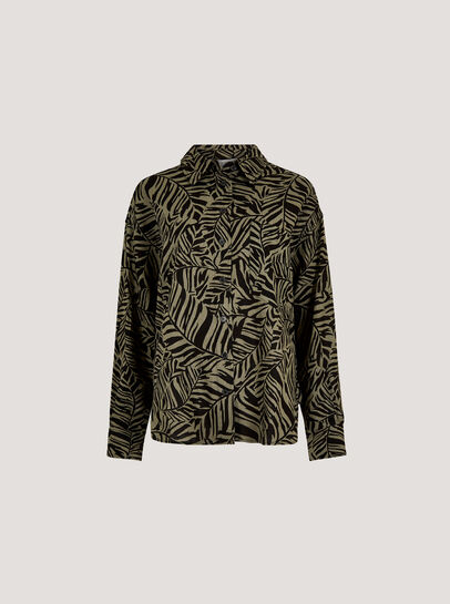 Linen Mix Leaf Print Shirt