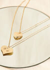 Gold Double Heart Layered Necklace, Assorted, large