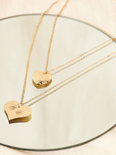 Gold Double Heart Layered Necklace