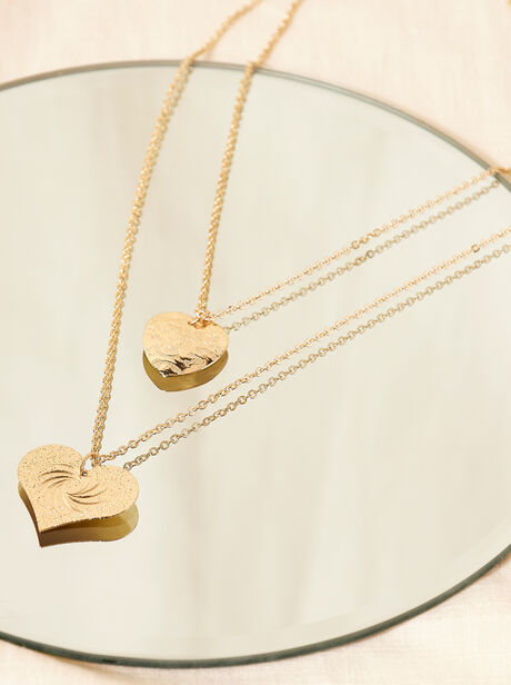 Gold Double Heart Layered Necklace