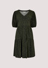 Chevron Twill Mini Dress, Black, large