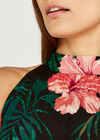 Apricot Hawaiian Hibiscus Halterneck Top, Black, large