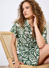 Floral Paisley Wrap Mini Dress, Green, large