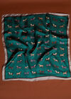 Printed Satin Scarf, Green, large