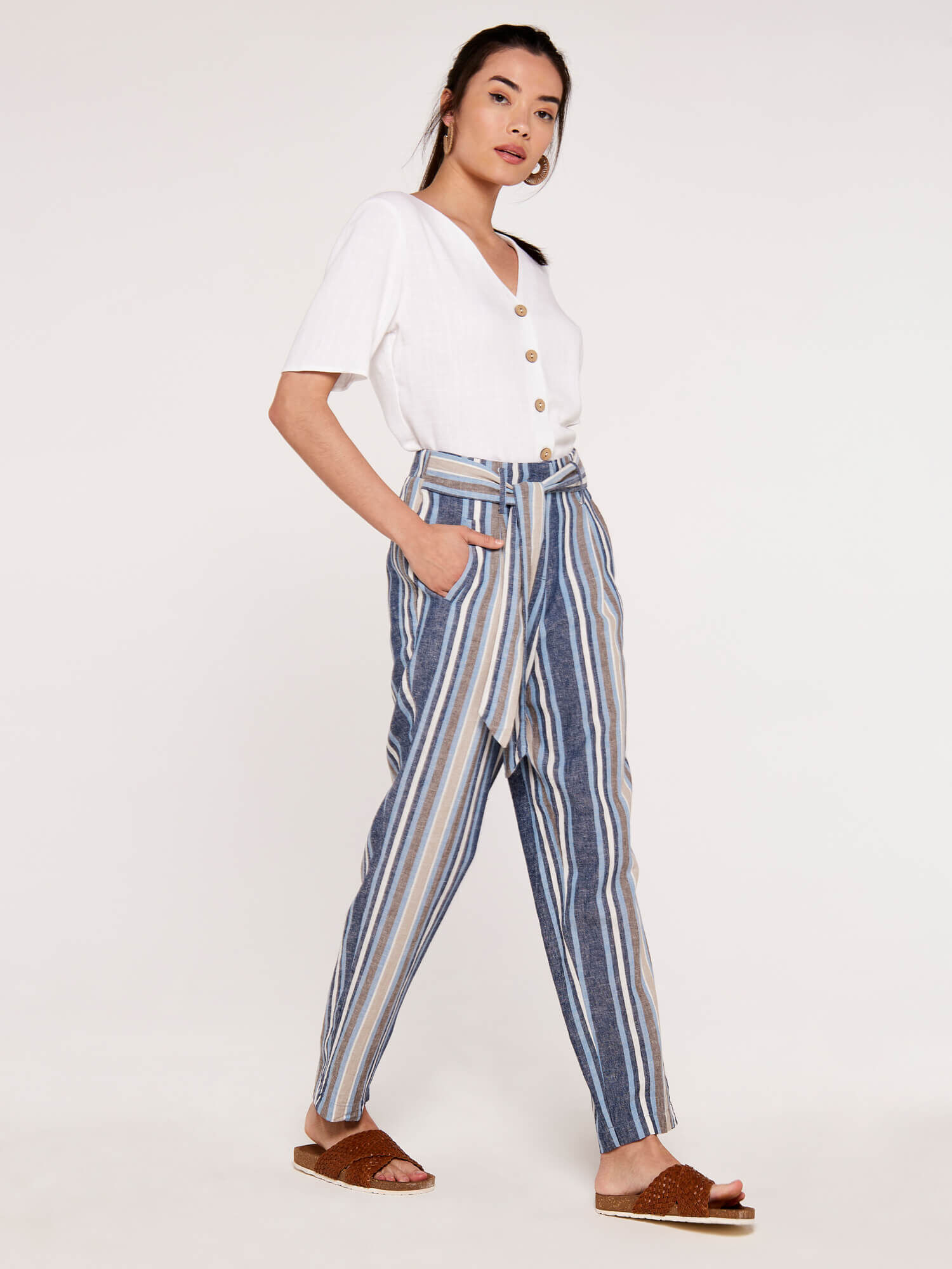 Striped blue pants new arrivals