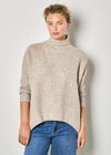 Rainbow Fleck Cape Jumper, Stone, large