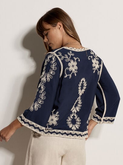 Embroidered Bell Sleeve Top