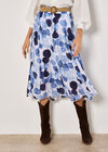 Abstract Print Slub Midi Skirt, Navy, large