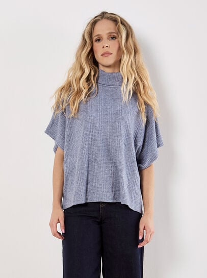 Waffle Knit Batwing Top