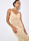 Hand-Knit Crochet Midi Dress, Stone, large