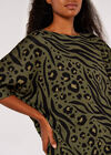 Zebra Leopard Batwing Top, Khaki, large