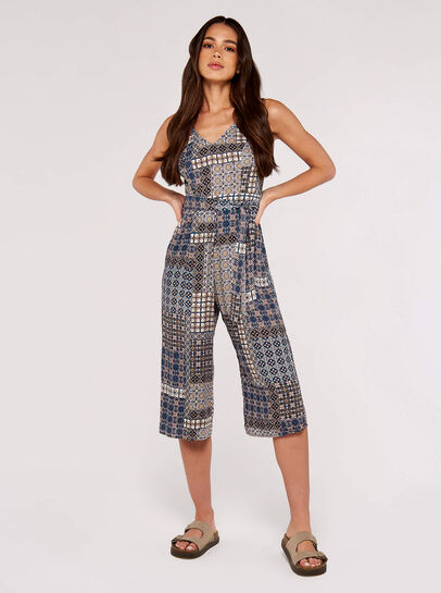 Patchwork Tile Culotte Jumpsuit