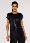 Metallic Chevron Tee, Black, large