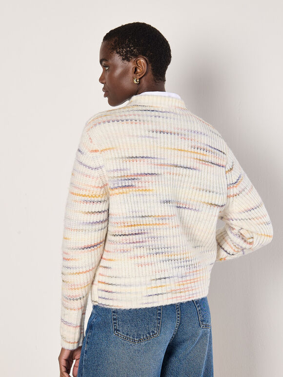 Chunky Knit Space Dye Jumper, Cream, large