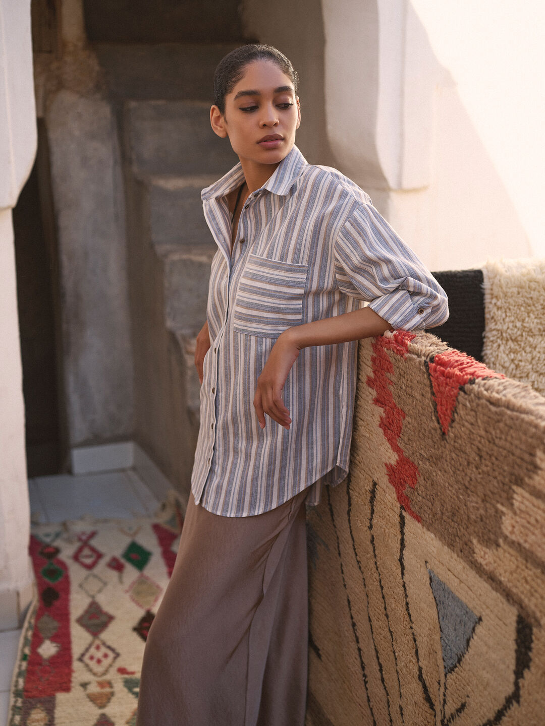 Image of Multi Stripe Oversized Shirt