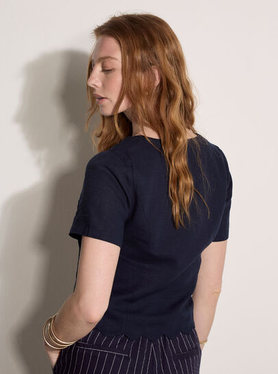 Linen Blend Tie-Up Top
