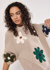 Embroidered Flower Jumper, Stone, large