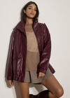 Oversized Faux Leather Jacket, Plum, large