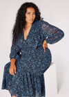 Curve Silhouette Floral Midi Dress, Blue, large