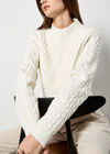 Cable Knit Wrap Jumper, Cream, large