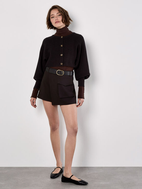 Cropped Batwing Cardigan, Black, large