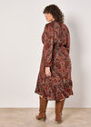 Curve Paisley Shimmer Midi Dress, Rust, large