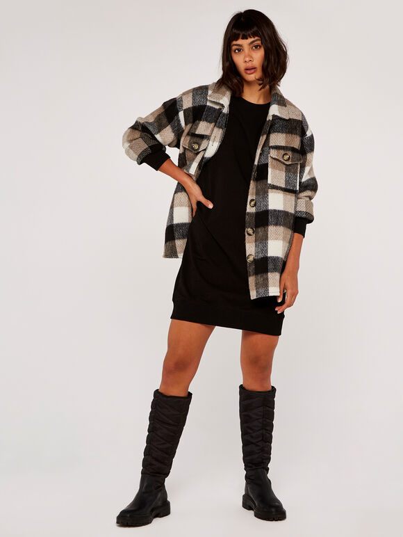 Check Shacket, Stone, large