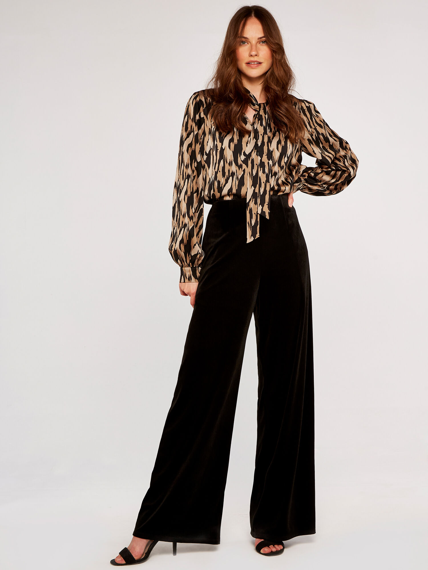 Ladies black velvet 2025 pants