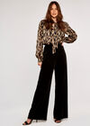 Wide Leg Velvet Trousers, Black, large