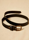 Leather Gold Buckle Belt, Black, large