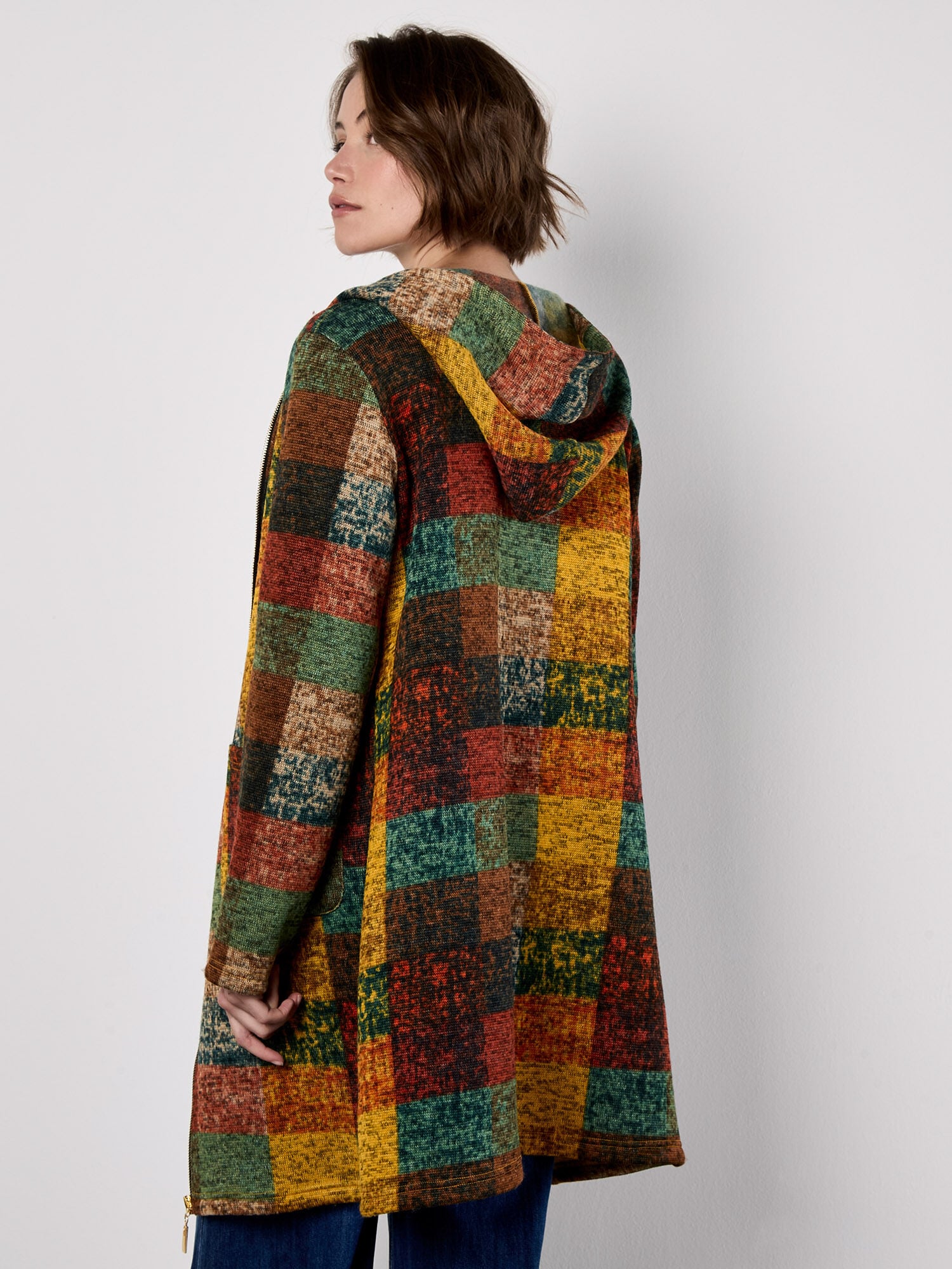 Colourful Check Hooded Coatigan | Apricot Clothing Colourful Check Hooded Coatigan | Apricot Clothing