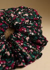 Flower Print Hair Scrunchie, Black, large